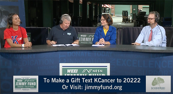 Frame from 2022 WEEI/NESN Jimmy Fund Radio Telethon recap video featuring Sunny