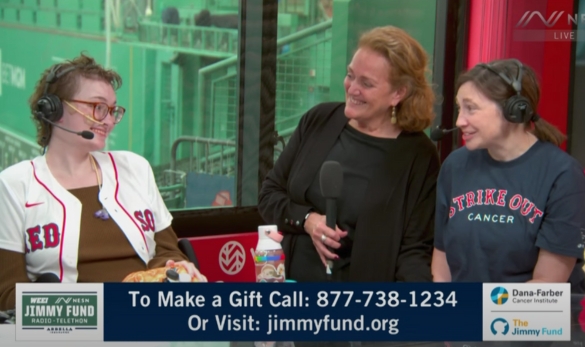 Frame from 2023 WEEI/NESN Jimmy Fund Radio Telethon recap video featuring Rosie