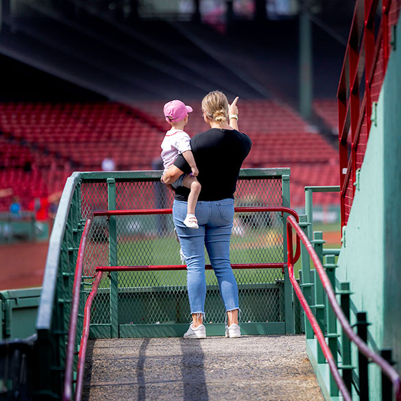 Woman and child at Fenway Park