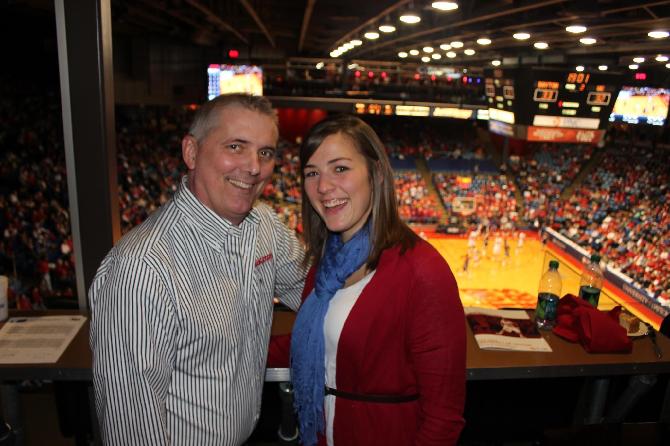 Renee and Tim at a Dayton Flyers basketball game