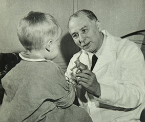 Dr. Sidney
Farber and a pediatric patient