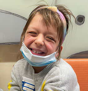 Violet, a patient in Dana-Farber’s Jimmy Fund Clinic