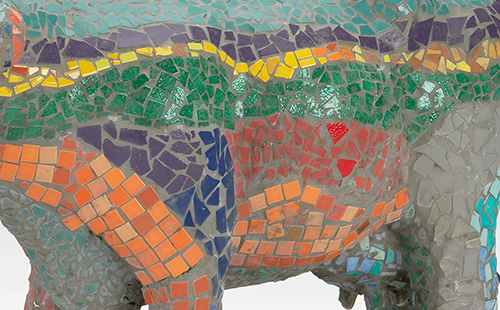 Mosaic mini cow close-up