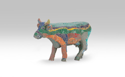 Mosaic mini cow facing left