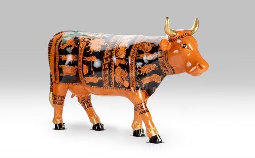 Cow designed like ancient Greek vases facing right