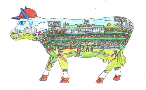 Fenway Park inspired cow facing left