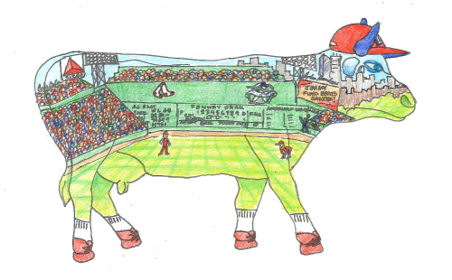 Fenway Park inspired cow facing right