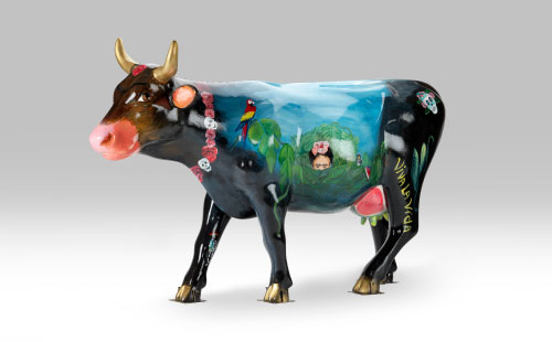 Frida Kahlo inspired cow facing left