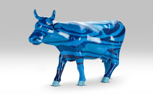 Blue cow facing left