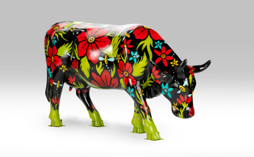 Flower cow facing right