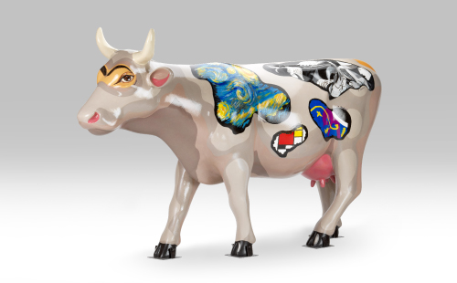 Cow inspired by masterpieces facing left