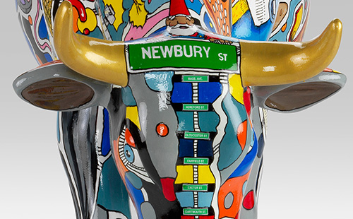 Newbury Street inspired cow close-up