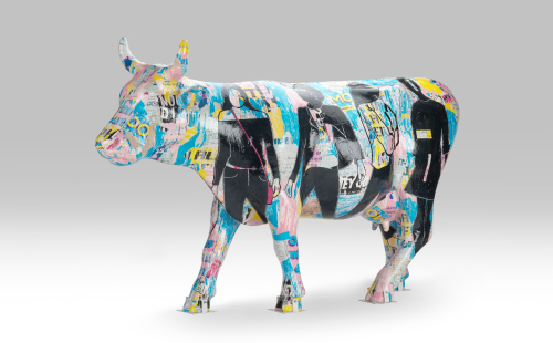 Collage cow facing left