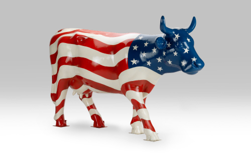 American flag cow facing right