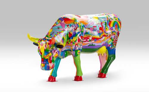 Pop art inspired cow facing left
