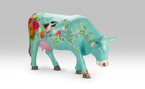 Spring inspired cow facing right
