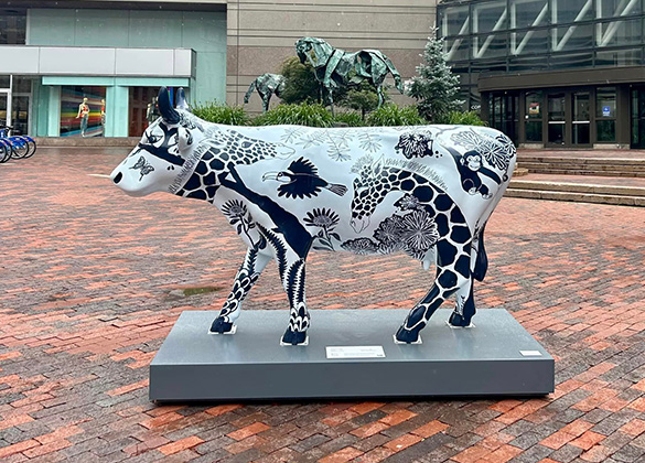 Floral designed cow statue