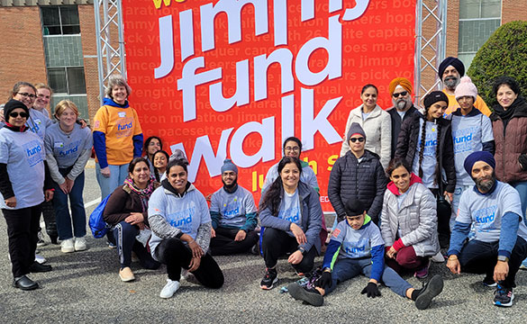 The featured volunteer at a past Boston Marathon Jimmy Fund Walk
