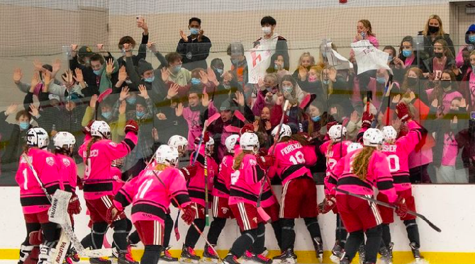 Pink in the rink last year raising money for the Jimmy Fund!