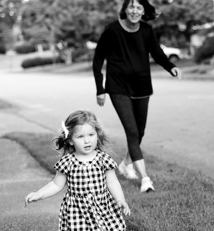 Running after my granddaughter Maddie!