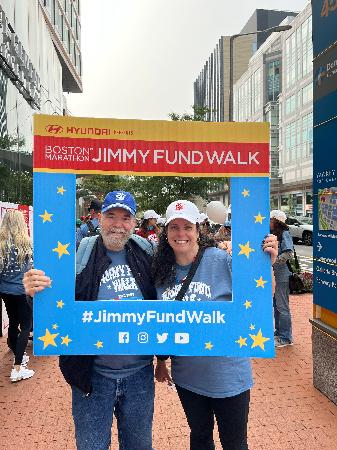 My daughter, Barbara, and I at the 2023 Boston Marathon Jimmy Fund Walk
