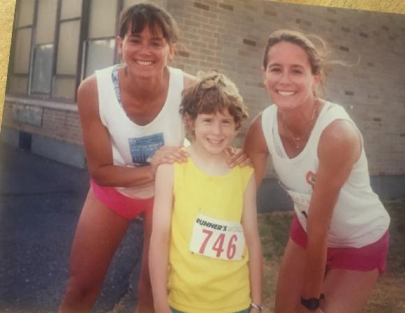 Tara with the Burkes Twins: Paula (right) and Pamela (left) at her very first race in 1995!